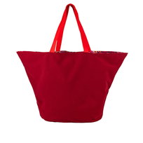 Torba na zakupy owalne dno 72X40 bordowa z wnętrzem w róże Bowi
