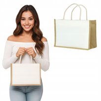 TORBA NA ZAKUPY PREZENT BAWEŁNIANA JUTOWA ZAKUPOWA EKO TOREBKA MATERIAŁOWA