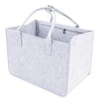 Torba na zakupy torba filcowa shopper - koszyk na zakupy filcowa torba do przenoszenia koszyka duża torba na zakupy kosz z uchwytem i kieszenią boczną składany filc 43x30x28 cm szarawy