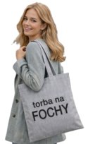 Torba na zakupy TORBA NA FOCHY z nadrukiem materiałowa na zamek TA-22 szary Inna marka