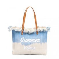Torba Plażowa Boho Z Frędzlami Niebieska Ombre Tp14N