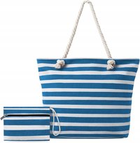 Torba plażowa dla kobiet Bardzo duża z zamkiem błyskawicznym Paski