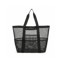 Torba plażowa minimalistyczna siateczkowa czarna 43x39x20cm TP12