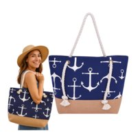 TORBA PLAŻOWA NA ZAMEK W PASY DUŻE KOTWICE [ARTYKUŁY PLAŻOWE] Norimpex
