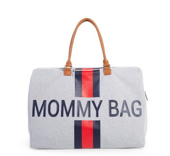 Torba Podróżna Mommy Bag Szara Paski Granatowo-Czerwone Childhome - Childhome