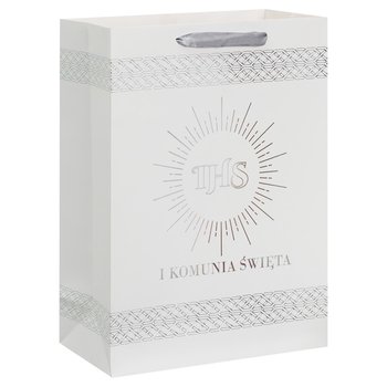 Torba prezentowa na komunię, rozmiar M, jasna z napisem IHS - Sparklez
