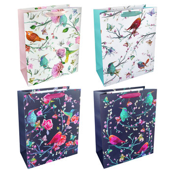 Torba prezentowa, średnia, ptaki na gałązkach, mix - incood