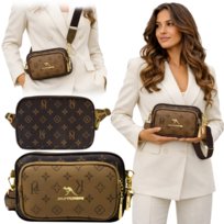 Torba Saszetka Damska Crossbody Nerka Na Ramię Pojemna Jasno Brązowa Wzór Imiti