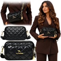 Torba Saszetka Damska Crossbody Nerka Na Ramię Skórzana Pikowana Czarna Imiti