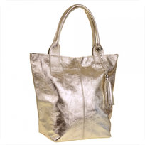 Torba shopper w kolorze złotym ze skóry naturalnej XL Borse in Pelle