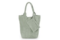 Torba Skórzana Vera Pelle Olivera Zamszowa Miętowa