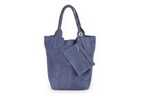 Torba Skórzana Vera Pelle Olivera Zamszowa Stalowa