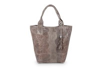 Torba Skórzana Vera Pelle Olivia Croco Worek Taupe