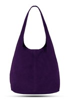 Torba Skórzana Vera Pelle Rossina Zamszowa Jagodowy