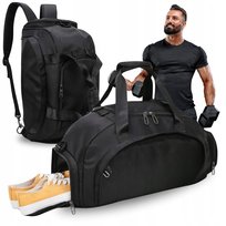 Torba sportowa fitnes na trening siłownię podróż na ramię pojemna Czarna MvLine by Marvit