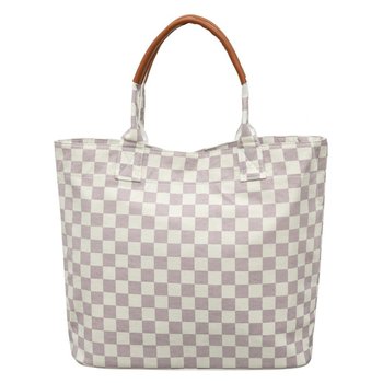 Torba, Square It!, Biała w jasnofioletową kratkę - Empik