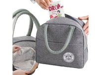 Torba Termiczna Śniadaniowa Izolacyjna na Jedzenie Lunch Box Piknikowa Biwakowa 4L Szara PrzydaSie, Torba Lodówka Turystyczna na Plażę, do Pracy, Szkoły 23x14x20cm, Wodoodporna Tkanina Oxford