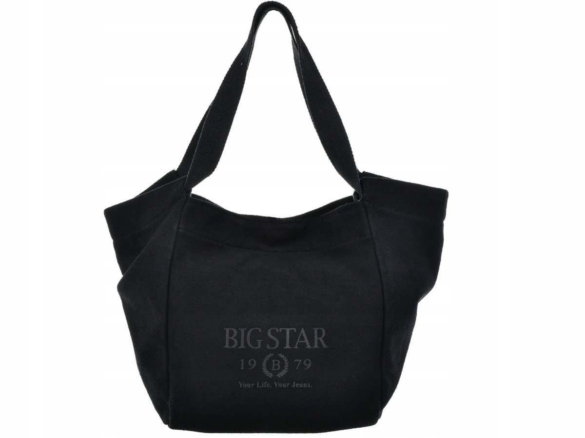 VT BIG TOTE (STAR) ブラック TORBA TOREBKA NA RAMIĘ czarna BIG STAR NN574060 shopperka