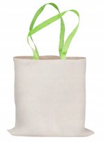 Torba ZAKUPOWA 38x42 cm ECRU Bawełniana 220g UCHWYT JASNOOZIELONY EKO