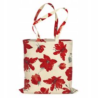 Torba ZAKUPOWA EKO 38x42 cm ECRU Bawełniana 220g W CZERWONE MAKI na ZAKUPY