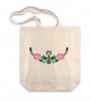 TORBA ZAKUPOWA Z MOTYWEM FOLK 38x10x38 cm ECRU 220g BAWEŁNIANA EKOLOGICZNA