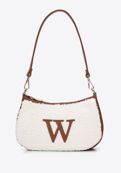 Torebka bagietka ze sztucznym futerkiem mała kremowo-brązowa - WITTCHEN