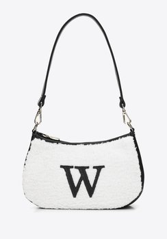 Torebka bagietka ze sztucznym futerkiem mała kremowo-czarna - WITTCHEN