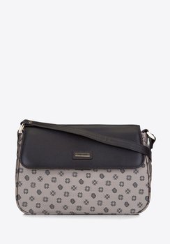 Torebka crossbody ze skóry i żakardu z monogramem beżowa - WITTCHEN