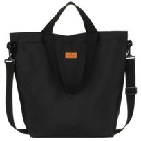 Torebka damska do ręki PETERSON duża miejska shopper bag mieści A4 kieszonki na suwak uchwyty do ręki szeroki dopinany pasek na ramię modna czarna Peterson
