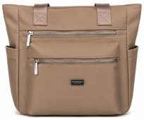 Torebka damska duża PETERSON shopper bag na ramię pojemna mieści a4 beżowa Peterson
