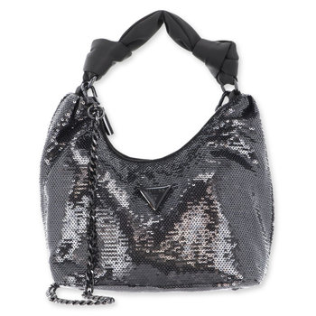 Torebka damska Guess Velina srebrna elegancka w cekiny z łańcuszkiem - GUESS