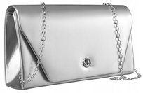 Torebka damska kopertówka Rovicky imprezowa torebka z łańcuszkiem, srebrny
