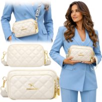 Torebka Damska Kremowa na Ramię Nerka Saszetka Torba Crossbody Eko Skóra Imiti