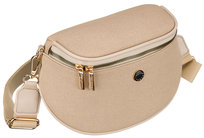 Torebka damska listonoszka PETERSON mała na suwak kieszonki na drobiazgi telefon saszetka na ramię odpinany szeroki pasek z regulacją beżowa