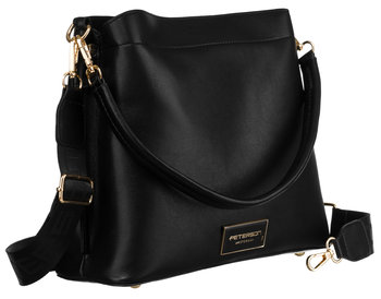 Torebka damska na ramię listonoszka modna torebka ze skóry ekologicznej Peterson, czarny - Peterson