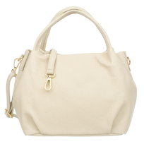Torebka Damska Na Ramię Skórzana Vera Pelle Bolsa Ecru