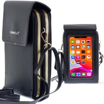 Torebka Damska Na Ramię Z Okienkiem Na Telefon Organizer Kopertówka Czarna Inna marka