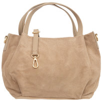 Torebka Damska Na Ramię Zamszowa Vera Pelle Bolsa Beżowa