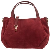 Torebka Damska Na Ramię Zamszowa Vera Pelle Bolsa Bordowa