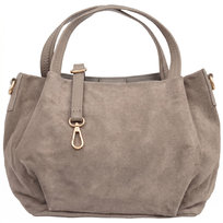 Torebka Damska Na Ramię Zamszowa Vera Pelle Bolsa Taupe Vera Pelle