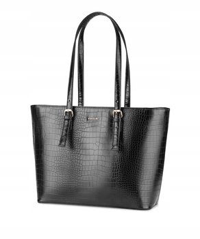 Torebka Damska Shopper Na Ramię PUCCINI Duża Mieści A4 Czarna BML054D-1 - PUCCINI