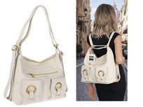 Torebka Damska Shopper Plecak Miejska 2w1 Worek na Ramię EC3165 Beżowa ENRICO COVERI