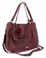Torebka Damska Shopper włoska marka CHARRO Pojemna A4 Torba CH6626 Bordowa Rehafund