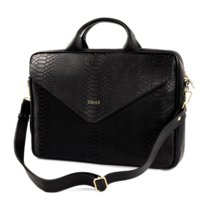 Torebka damska Torba na laptopa skórzana czarna Aktówka na ramię do ręki, FL15 Solier 