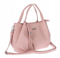 Torebka damska z eko skóry shopper z frędzlami pasek CC50964 Różowa inna (Inny)