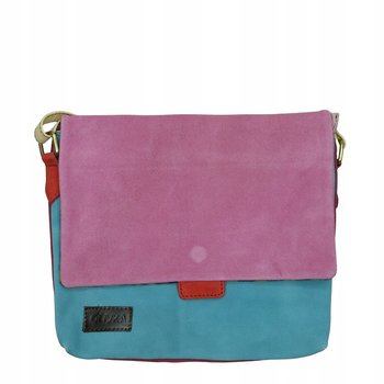 Torebka damska zamszowa dwustronna pojemna na ramię regulowany pasek OLIVKA - OLIVKA