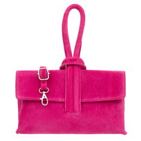 Torebka Damska Zamszowa Vera Pelle Nodo Fuksja