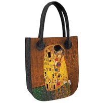 Torebka filcowa City Antracyt, nadruk Pocałunek – shopperka damska, ekologiczny filc, zamek, mieści A4, udźwig do 10 kg, polska produkcja, ARCO Design