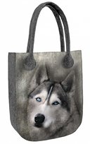 Torebka filcowa City Szara, nadruk Husky – shopperka damska, ekologiczny filc, zamek, mieści A4, udźwig do 10 kg, polska produkcja, ARCO Design