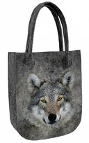 Torebka filcowa City Szara, nadruk Wilk Lupo – shopperka damska, ekologiczny filc, zamek, mieści A4, udźwig do 10 kg, polska produkcja, ARCO Design